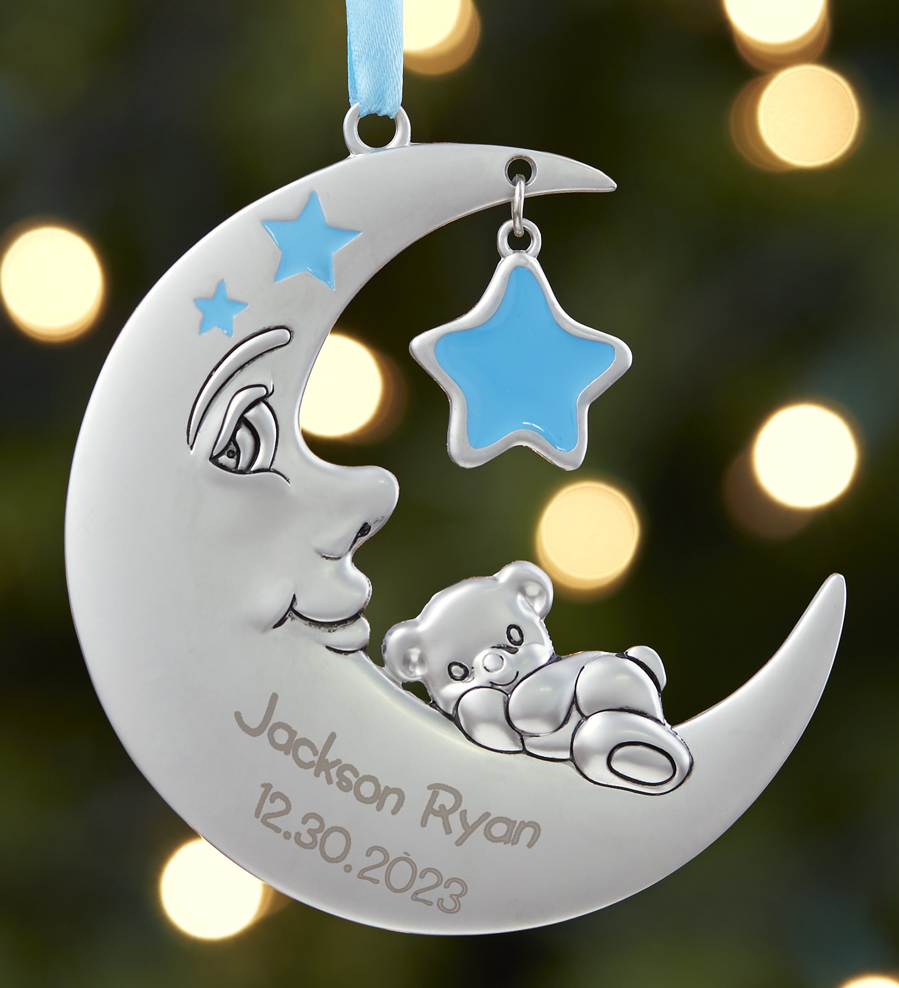Baby's 1st Christmas Personalized Moon Boy Ornament
